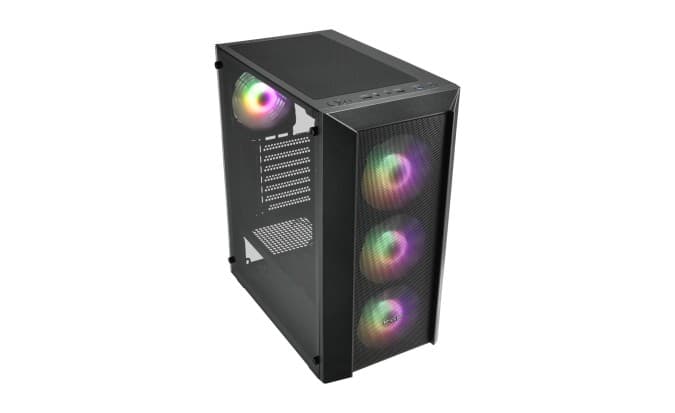 CARCASA FORTRON Middle Tower, ATX, "CMT218", fara sursa, USB 3.0 x 2, USB 2.0 x 1, RGB light bar, 120mm x 4 fan, HD-audio, negru, "POC0000214"