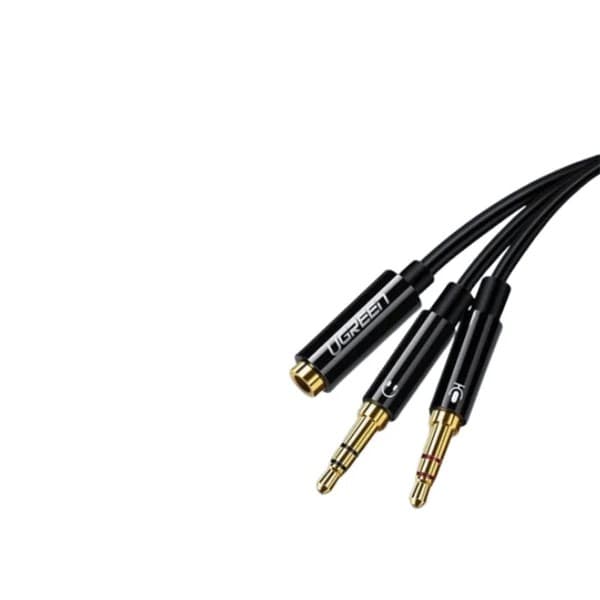 CABLU audio Ugreen, "AV140" stereo 2 x 3.5 mm jack (T) la 3.5 mm jack (M), 0.20 m, conectori auriti, negru "20898" - 6957303828982
