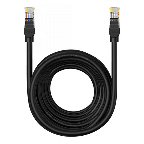 PATCH CORD UTP Baseus Cat5, fire din cupru, round cable, viteza maxima 1 Gbps, PVC, 10m, negru "B00133206111-07" - 6932172637057