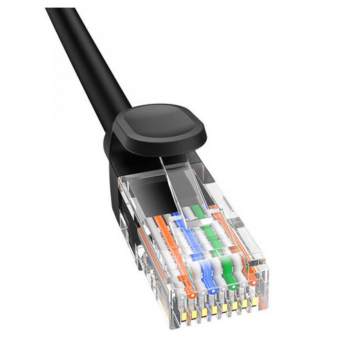 PATCH CORD UTP Baseus Cat5, fire din cupru, round cable, viteza maxima 1 Gbps, PVC, 5m, negru "B00133206111-05" - 6932172637019 — miniatură