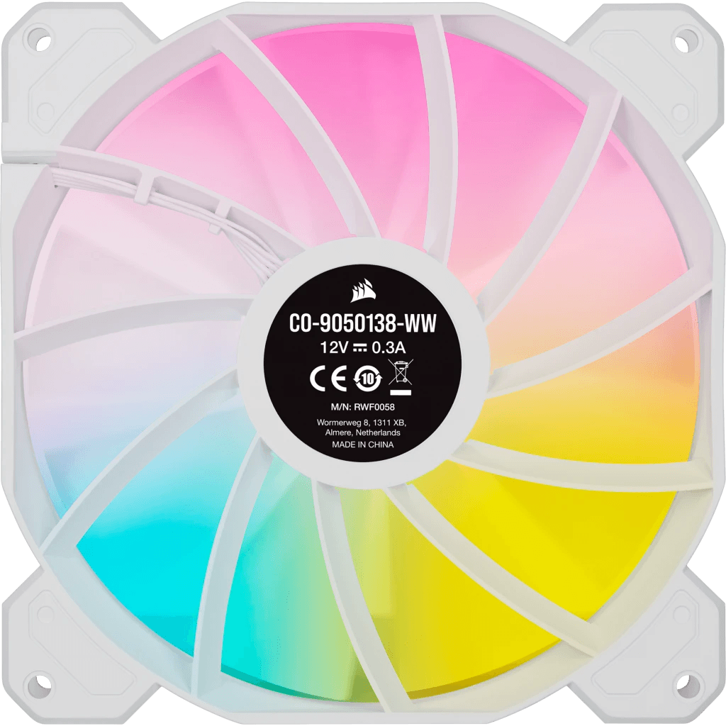 Ventilator Corsair iCUE SP140 RGB ELITE Performance 140mm PWM, kit 2 buc, include Lighting Node CORE, Alb "CO-9050139-WW" — miniatură
