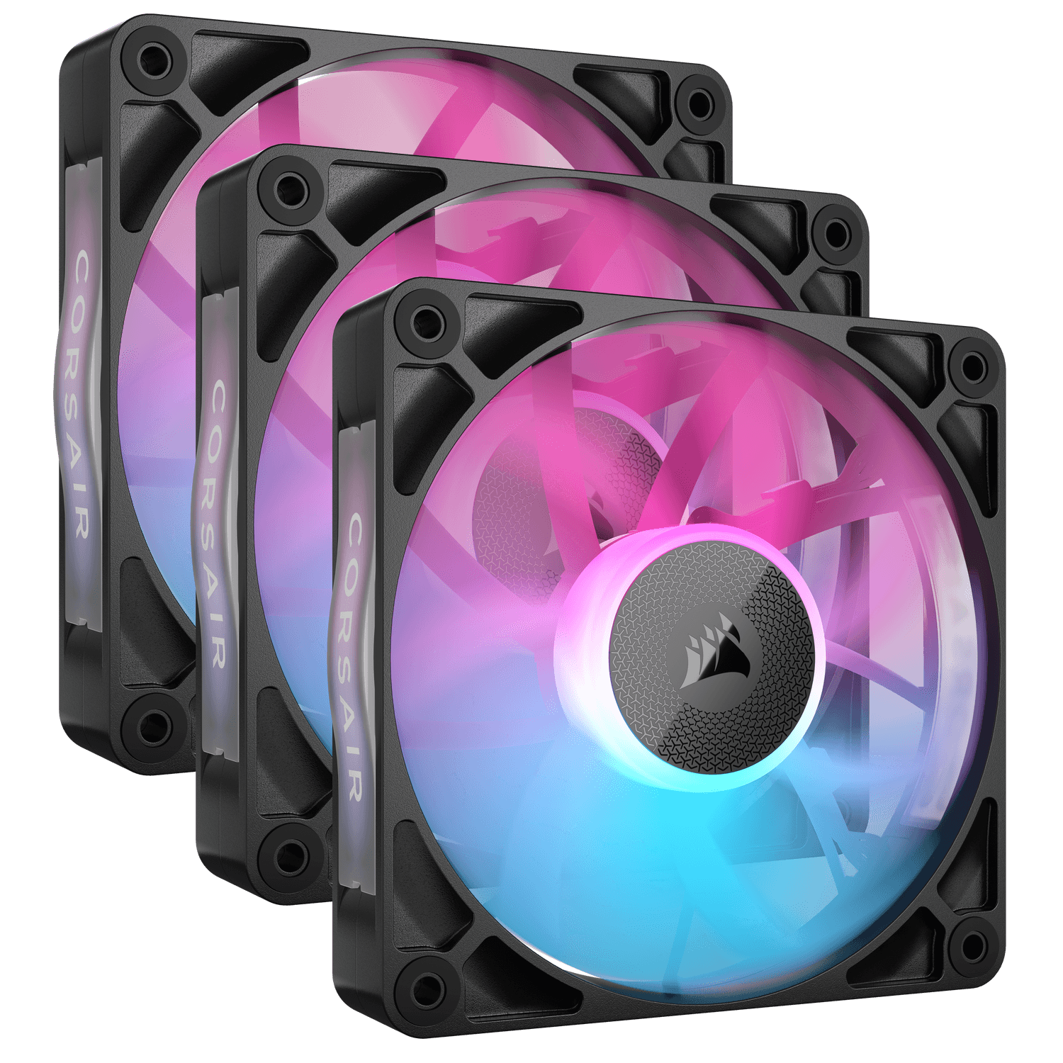 VENTILATOR Corsair iCUE LINK RX120 3x120mm RGB NEGRU, 0.400-2100 RPM +/- 10%, 10.5-74.2 CFM,Presiune Statica: 0.12-4.38 mm-H2O,10-36dBA, Prindere magnetica, Lungime cablu 135mm, 600mm "CO-9051018-WW"