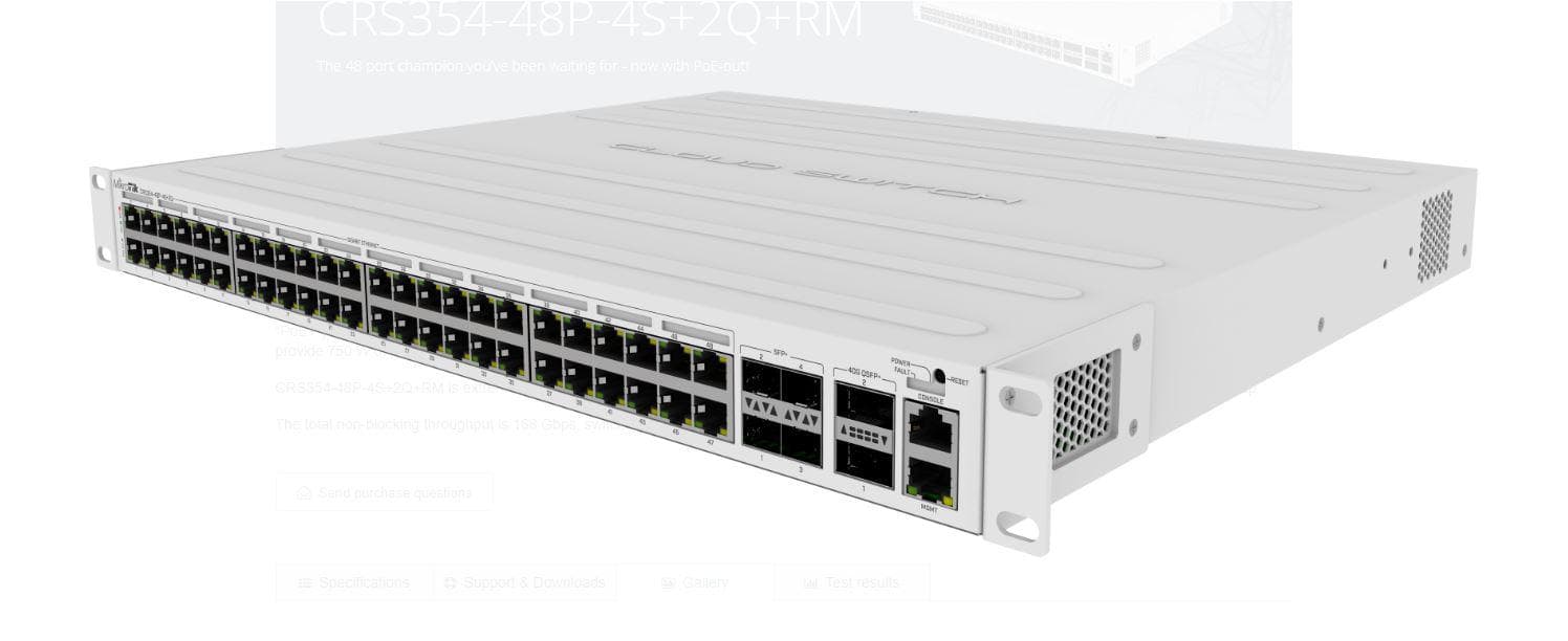 MIKROTIK SWITCH 48P 4SFP 2QSFP POE "CRS354-48P-4S+2QRM"