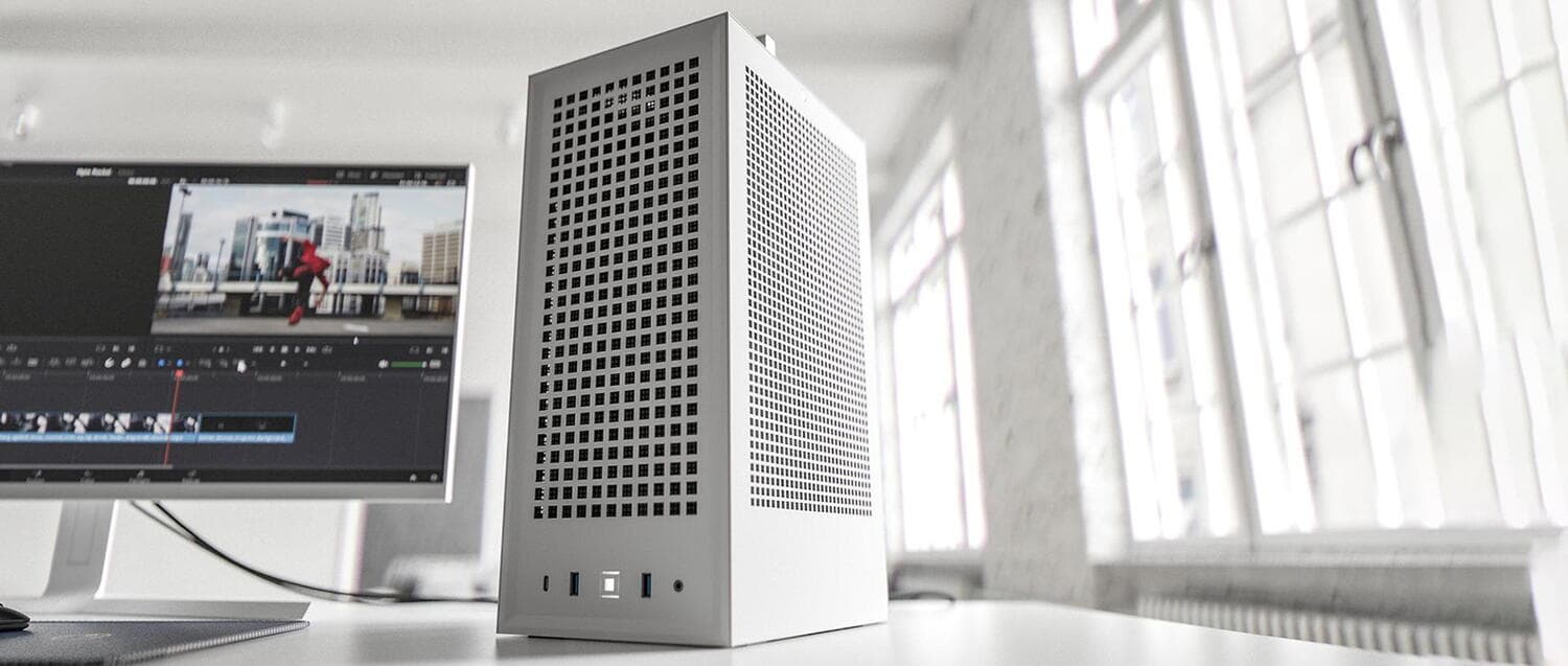 Carcasa HYTE Revolt 3, Premium ITX, full-size 3-slot GPU, SFX/SFX-L PSU support, White "CS-HYTE-REVOLT3-W" — miniatură