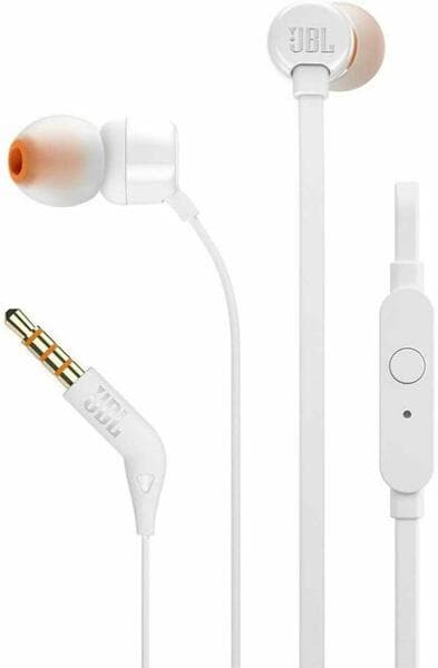 JBL Tune 160 In-Ear Headphone+Mic White "JBLTUNE160WH"