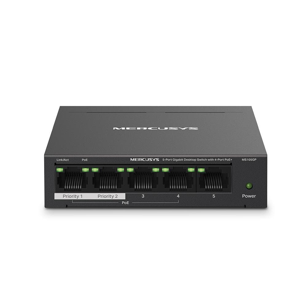 SWITCH PoE MERCUSYS 5 porturi din care 4-Port PoE+, metalic "MS105GP"