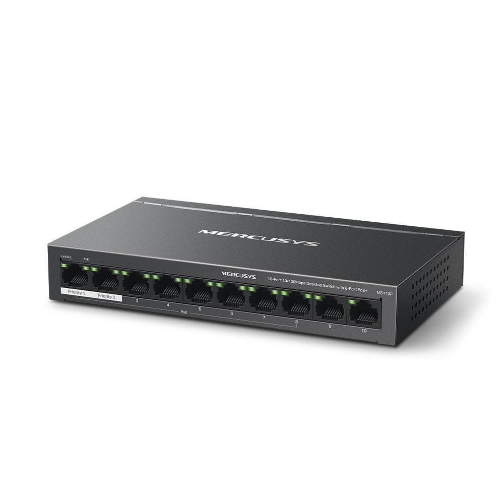 SWITCH MERCUSYS 10 porturi 10/100Mbps (dintre care 8 porturi PoE+) "MS110P" — miniatură