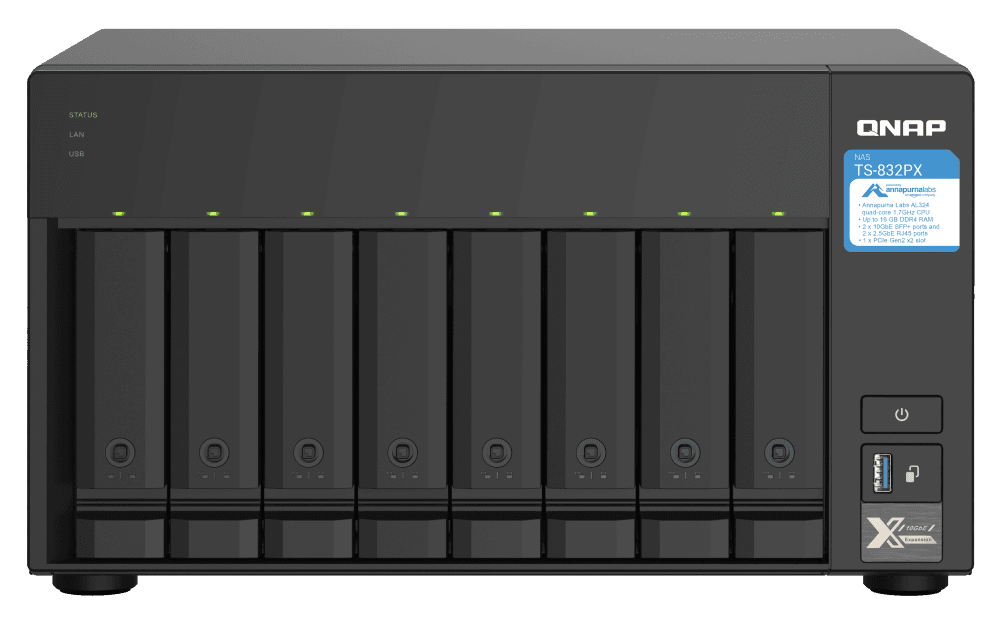 NAS QNAP 832PX 8BAY 1.7GHZ 4GB SATA TWR "TS-832PX-4GA" — miniatură