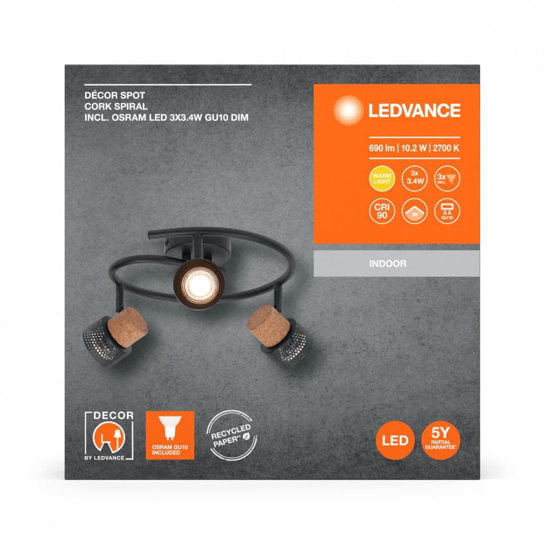 DECOR SPOT CORK SP 3X3.4W 927GU10BKLEDV "000004058075828704"