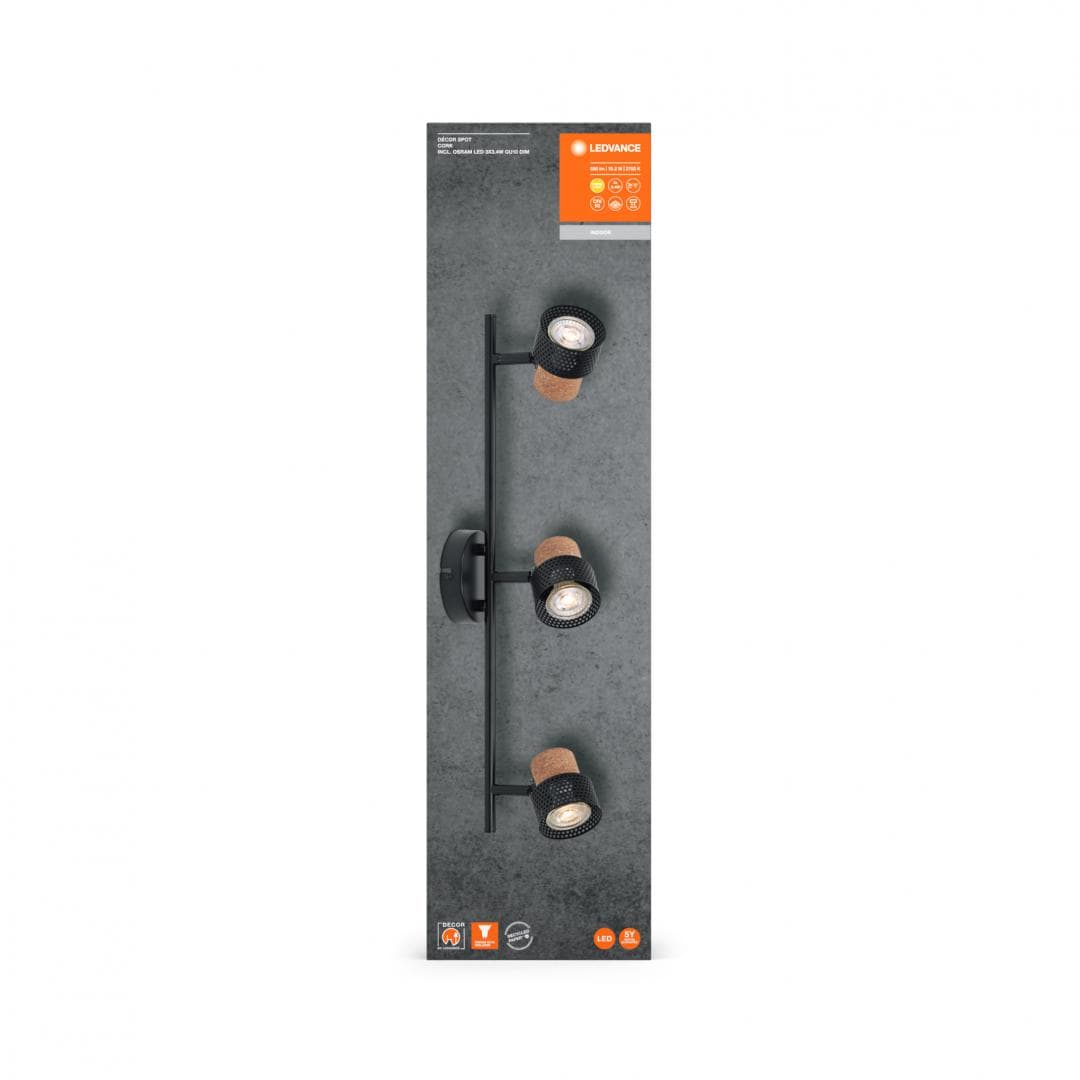 DECOR SPOT CORK 3X3.4W 927 GU10 BK LEDV "000004058075828728"