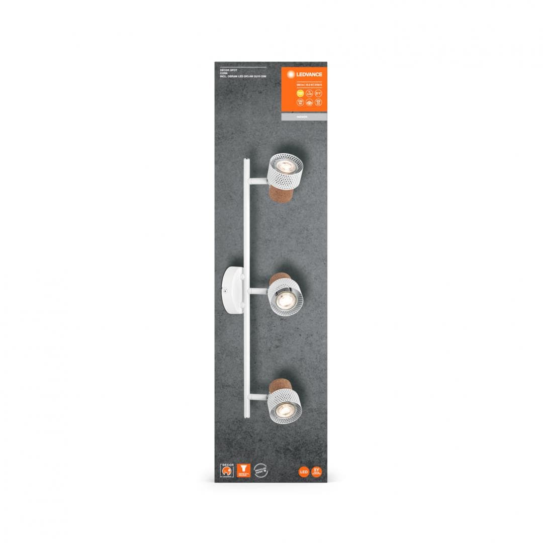 DECOR SPOT CORK 3X3.4W 927 GU10 WT LEDV "000004058075833357"