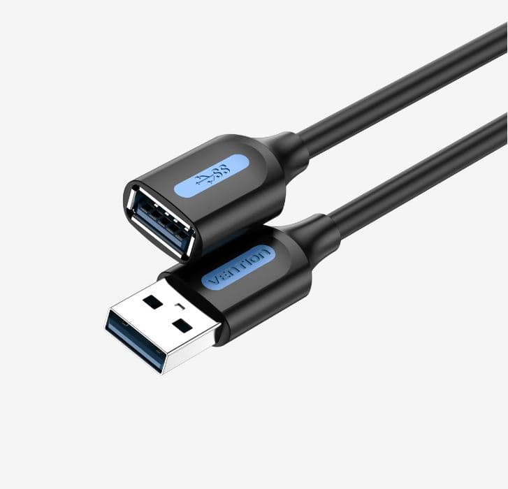 Cablu USB prelungitor Vention, USB 3.2 gen 1 (T) la USB 3.2 gen 1 (M), 3m rata transfer 5 Gbps, invelis PVC, negru, "CBHBI" - 6922794748897 — miniatură