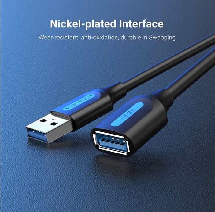 Cablu USB prelungitor Vention, USB 3.2 gen 1 (T) la USB 3.2 gen 1 (M), 3m rata transfer 5 Gbps, invelis PVC, negru, "CBHBI" - 6922794748897 — miniatură