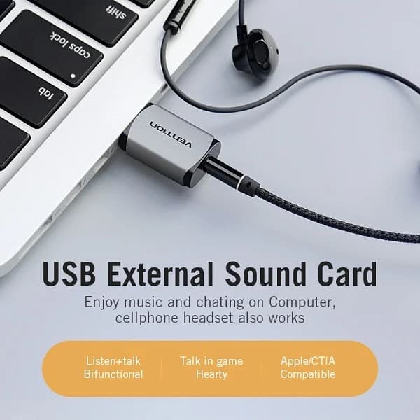 PLACA de SUNET Vention USB External Sound Card Gray Metal Type(CTIA), "CDNH0" — miniatură