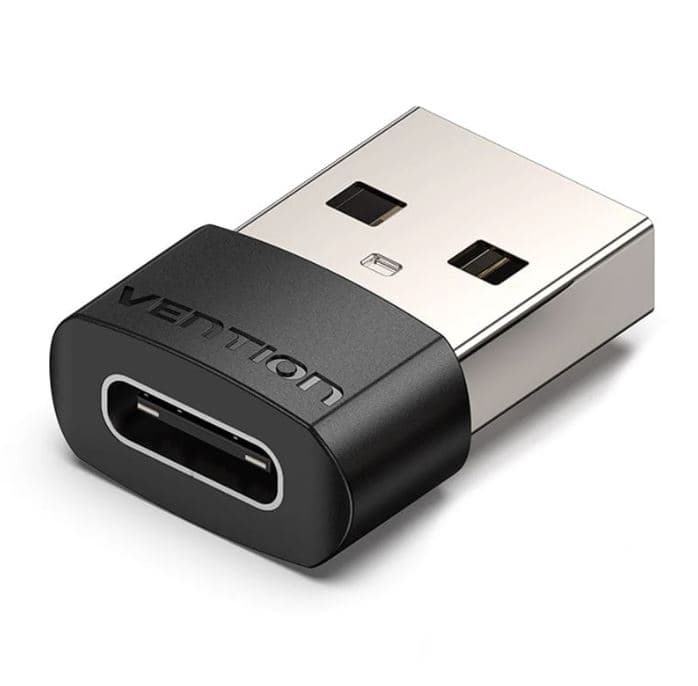 Adaptor USB OTG Vention, USB 2.0 (T) la USB Type-C (M), rata transfer 480 Mbps, invelis PVC, negru, "CDWB0" - 6922794755277