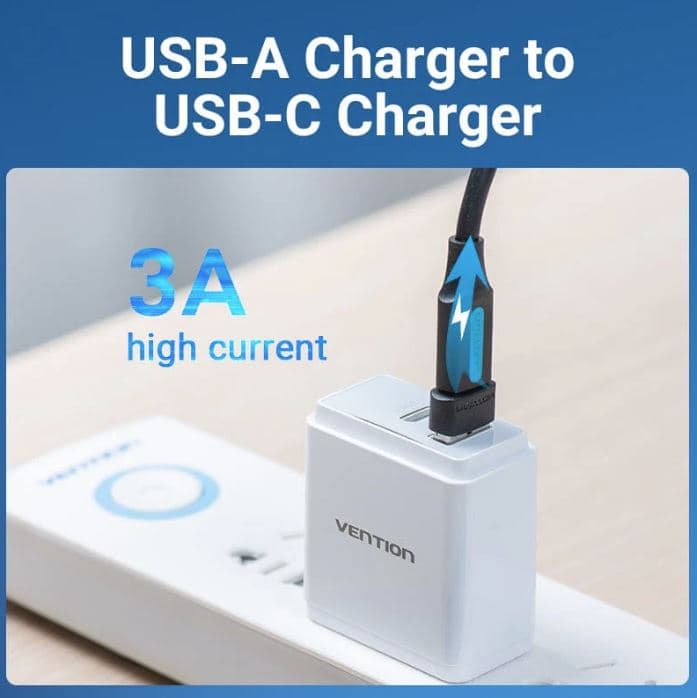 Adaptor USB OTG Vention, USB 2.0 (T) la USB Type-C (M), rata transfer 480 Mbps, invelis PVC, negru, "CDWB0" - 6922794755277 — miniatură