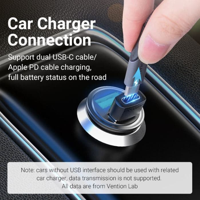 Adaptor USB OTG Vention, USB 2.0 (T) la USB Type-C (M), rata transfer 480 Mbps, invelis PVC, negru, "CDWB0" - 6922794755277 — miniatură