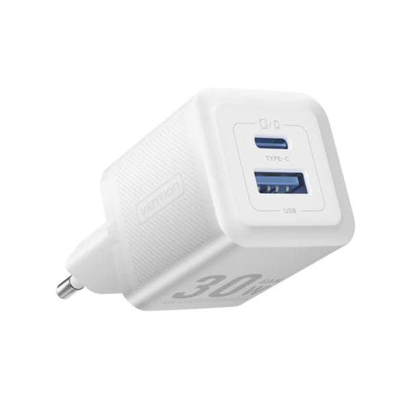 Alimentator retea Vention 30W, 1 x USB Type-C, 1 x USB, 5V/3A, PD 3.0, QC 3.0, QC 4.0, alb, "FEQW0-EU" - 6922794782211