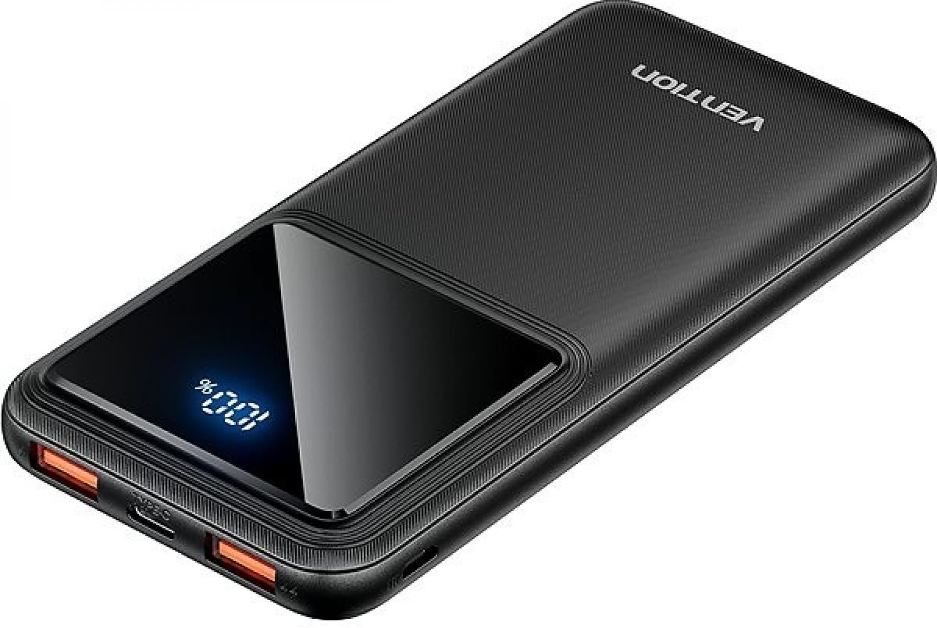 Power Bank Vention 10000mAh/37Wh, 22.5W, 2 x USB; 1 x USB Type-C, 1 x Micro USB, digital display pt. status baterie, max. 3A, negru, "FHKB0" - 6922794781559