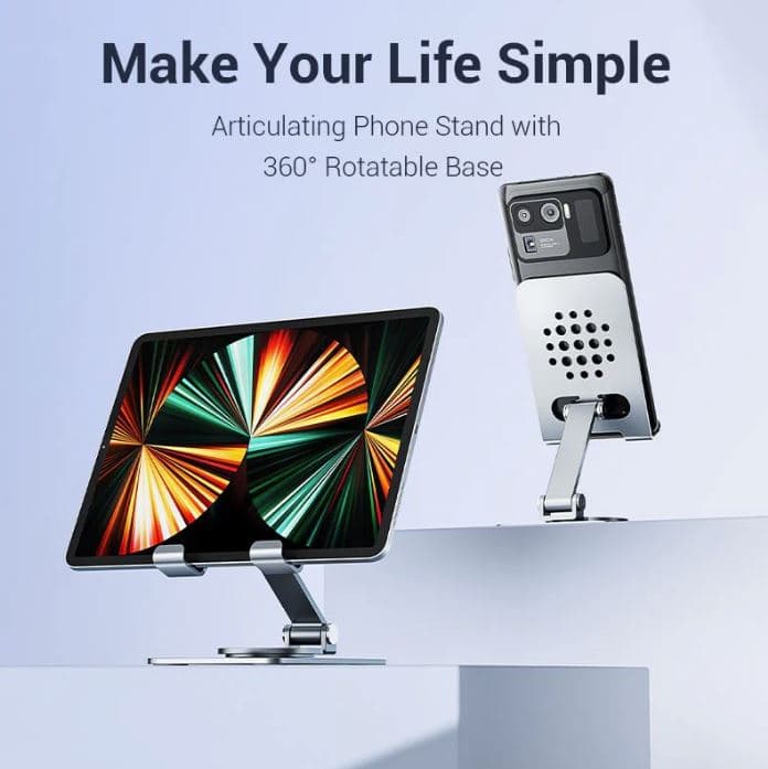 Suport smartphone pentru birou Vention, aliaj de Aluminiu, portabil, device compatibil 4 - 11inch, gri, "KSDH0" - 6922794780095 — miniatură