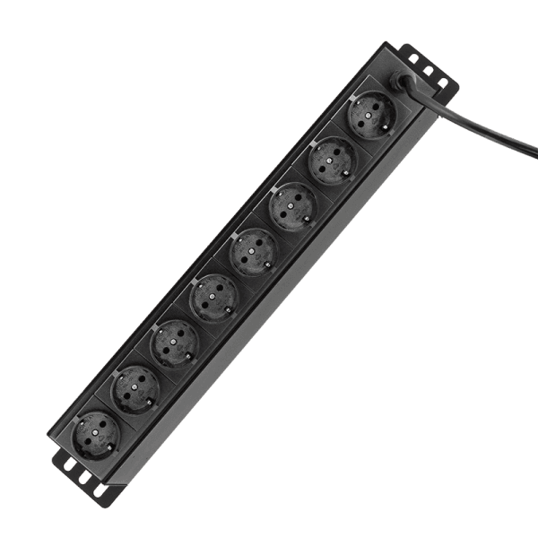 PDU LOGILINK 1U pt. rack 19 inch, 8 prize Schuko, intrare Schuko, max 16 A, 8 on/off, 2 m, "PDU8D01" — miniatură
