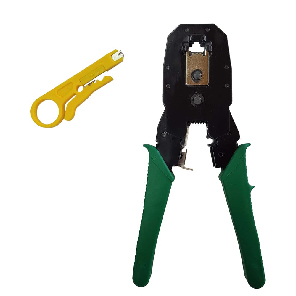 CLESTE sertizare conectori RJ45, SPACER, Unealta dezizolare cablu si punch, functii: sertizare mufe, RJ45, RJ0, RJ11, taiere cablu. "SPNT-CRIMPER-2" — miniatură