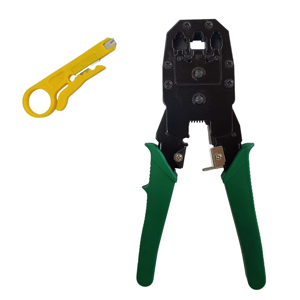 CLESTE sertizare conectori RJ45, SPACER, Unealta dezizolare cablu si punch, functii: sertizare mufe, RJ45, RJ0, RJ11, taiere cablu. "SPNT-CRIMPER-2"