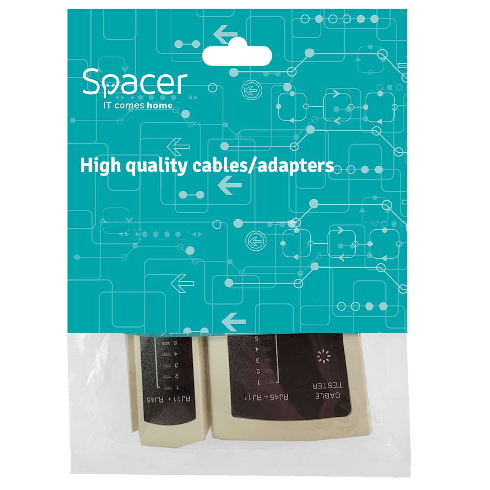 TESTER CABLU RETEA SPACER, pt. cablu UTP, FTP, conector RJ45, RJ11, RJ12, "SPNT-TESTER-1" — miniatură