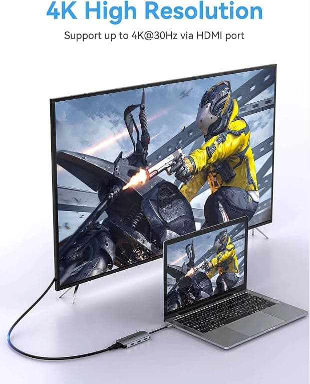 Docking Station Vention,HDMI(M), 3xUSB 3.2 gen1,PD 100W,SD/TF dual card slot,conec prin USB-C(T),transf 5 Gbps,aliaj Al si ABS,1 Gbit,4K/30Hz,argintiu "TOJHB"-6922794756816 — miniatură