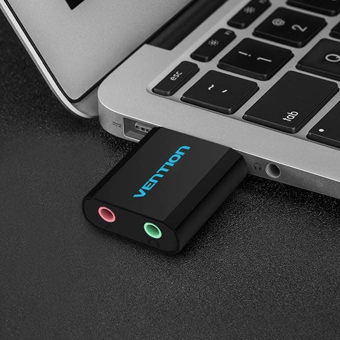 PLACA de SUNET Vention, extern, 2.1, interfata USB 2.0 (T) la 2x 3.5mm Jack (M), negru, "VAB-S17-B" — miniatură