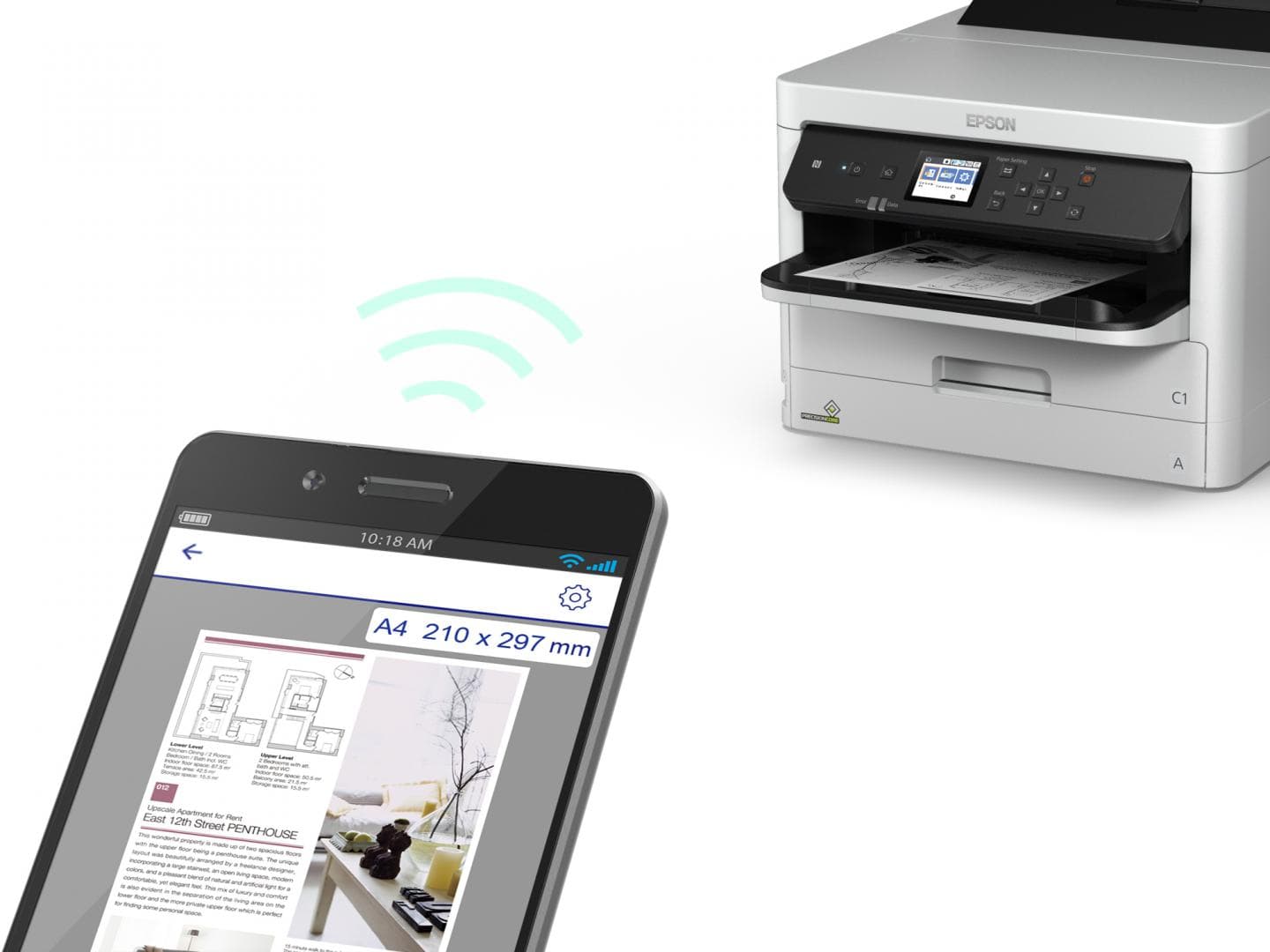 Imprimanta Inkjet Mono Epson WF-M5299DW, A4, Functii: Imprimare,Viteza Print Mono:24ppm,Viteza Print color:,Conectiv:USB|Retea|Wi-Fi,Duplex:,ADF:Da, "C11CG07401" — miniatură