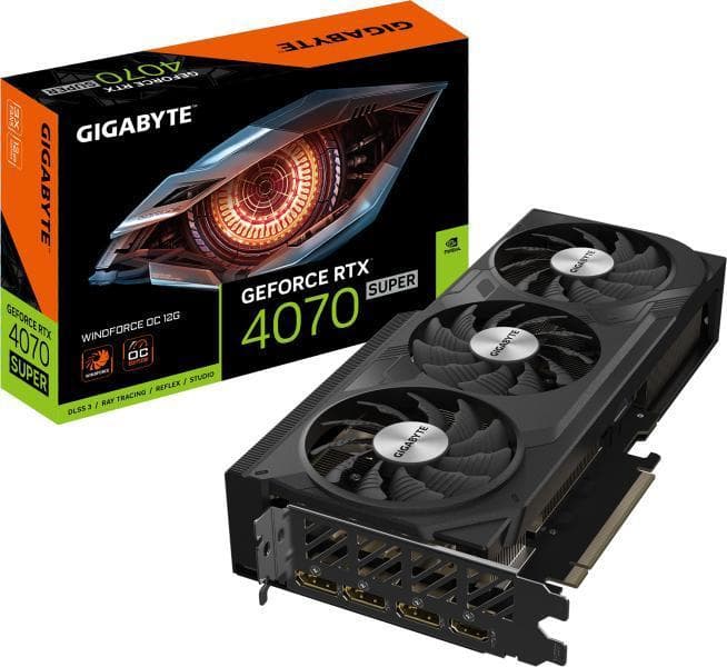 GIGABYTE Video Card NVIDIA GeForce RTX 4070 SUPER WINDFORCE OC 12G, 12 GB GDDR6X/192bit, PCI-E 4.0, 1xHDMI, 3xDP, Recommended PSU 700W, ATX "GV-N407SWF3OC-12GD"