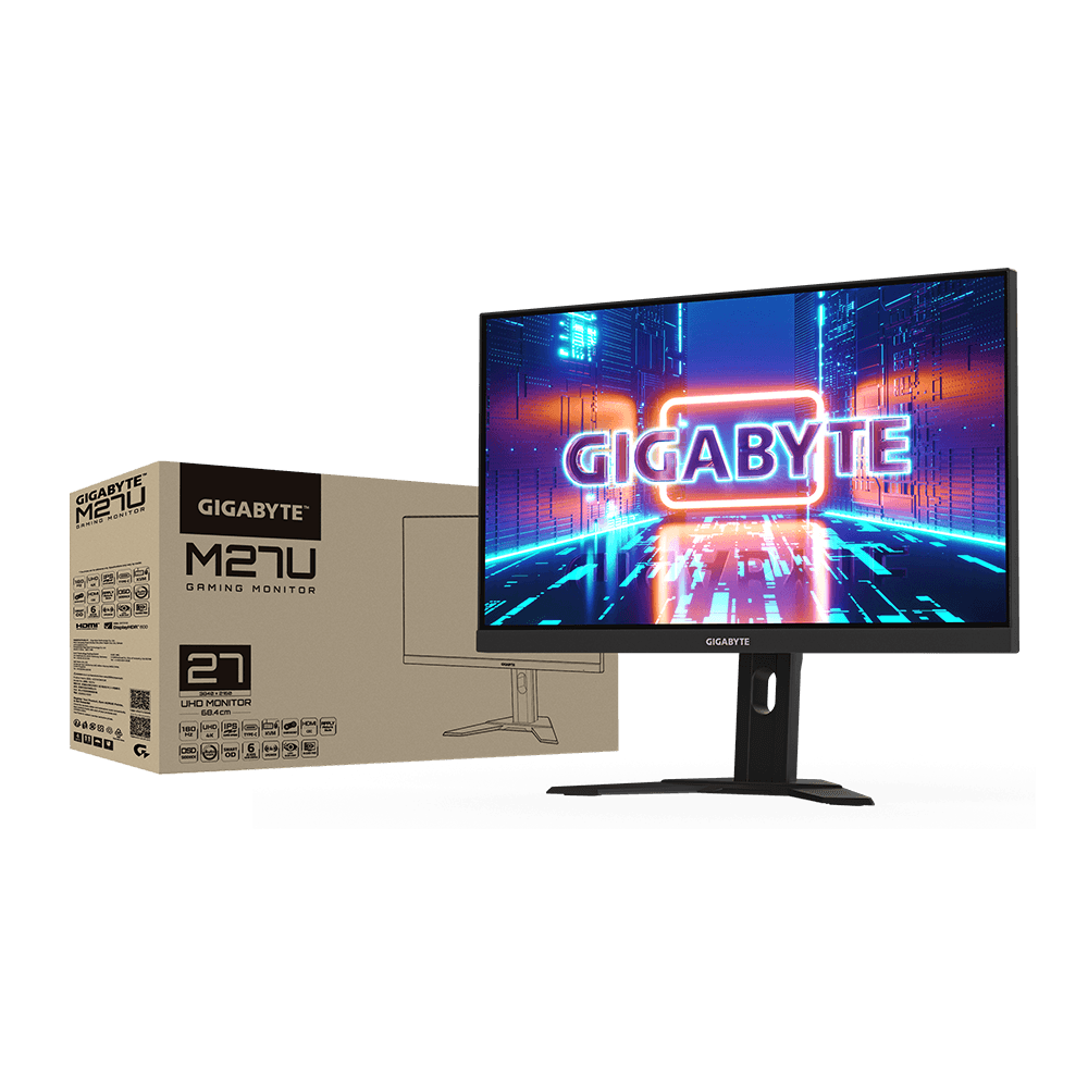Monitor GIGABYTE Gaming M27U, 27", SS IPS, UHD, 3840 x 2160, HDMI, DisplayPort, 160Hz, 1ms, Boxe, Negru "M27U" — miniatură