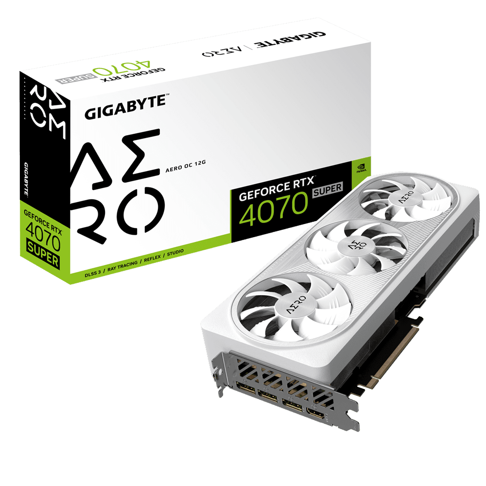 GIGABYTE GeForce RTX 4070 SUPER AERO OC 12G, GDDR6X, 12 GB, 192-bit "N407SAERO OC-12GD" — miniatură