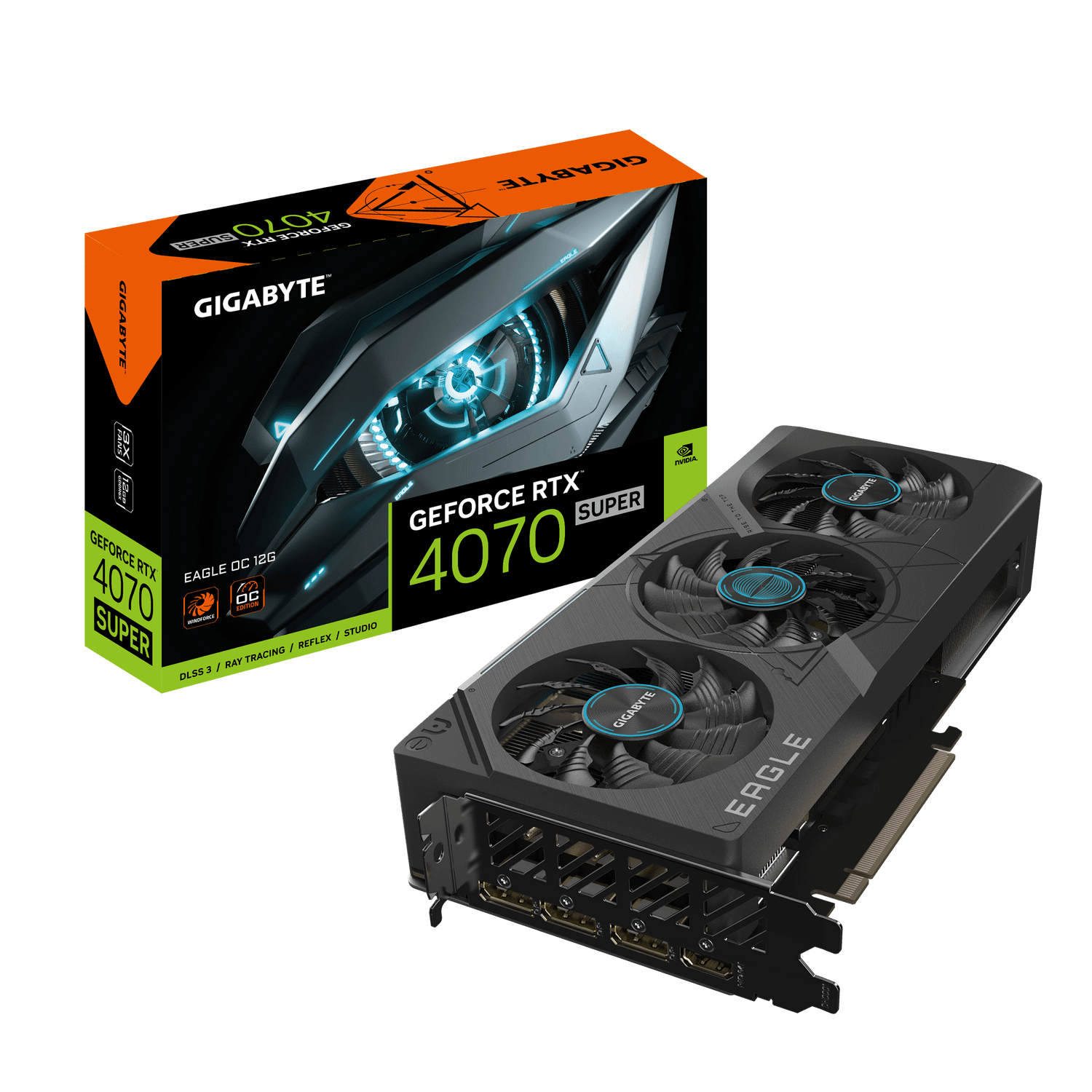 GIGABYTE GeForce RTX 4070 SUPER EAGLE OC 12G, GDDR6X, 12 GB, 192-bit "N407SEAGLE OC-12GD" — miniatură