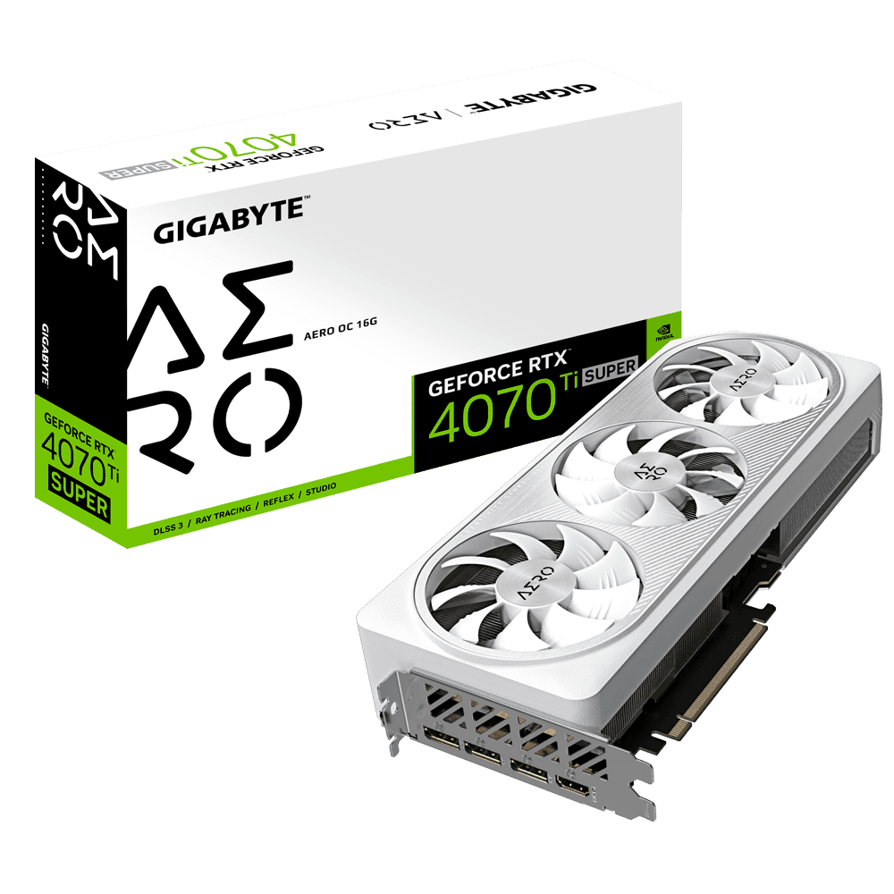 GIGABYTE GeForce RTX 4070 Ti SUPER AERO OC 16G, GDDR6X, 16 GB, 256-bit "N407TSAERO OC-16GD" — miniatură
