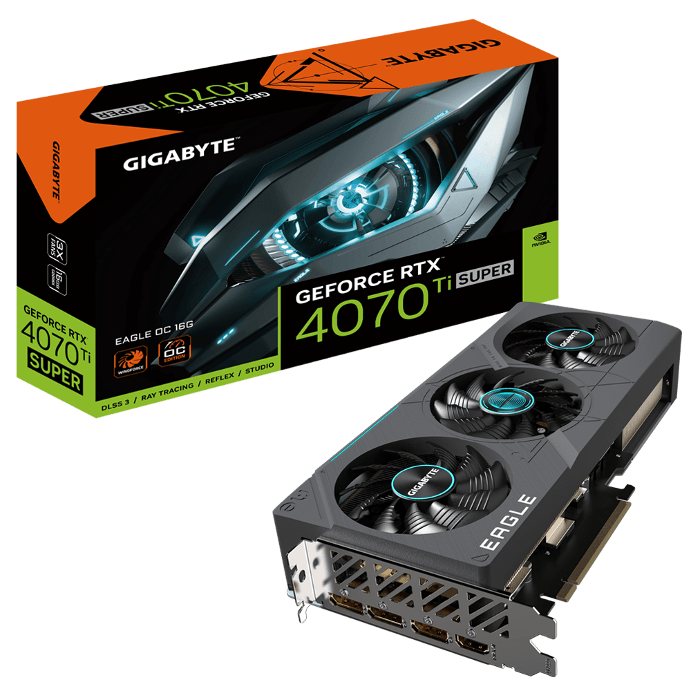 GIGABYTE GeForce RTX 4070 Ti SUPER EAGLE OC 16G, GDDR6X, 16 GB, 256-bit "N407TSEAGLE OC-16GD" — miniatură