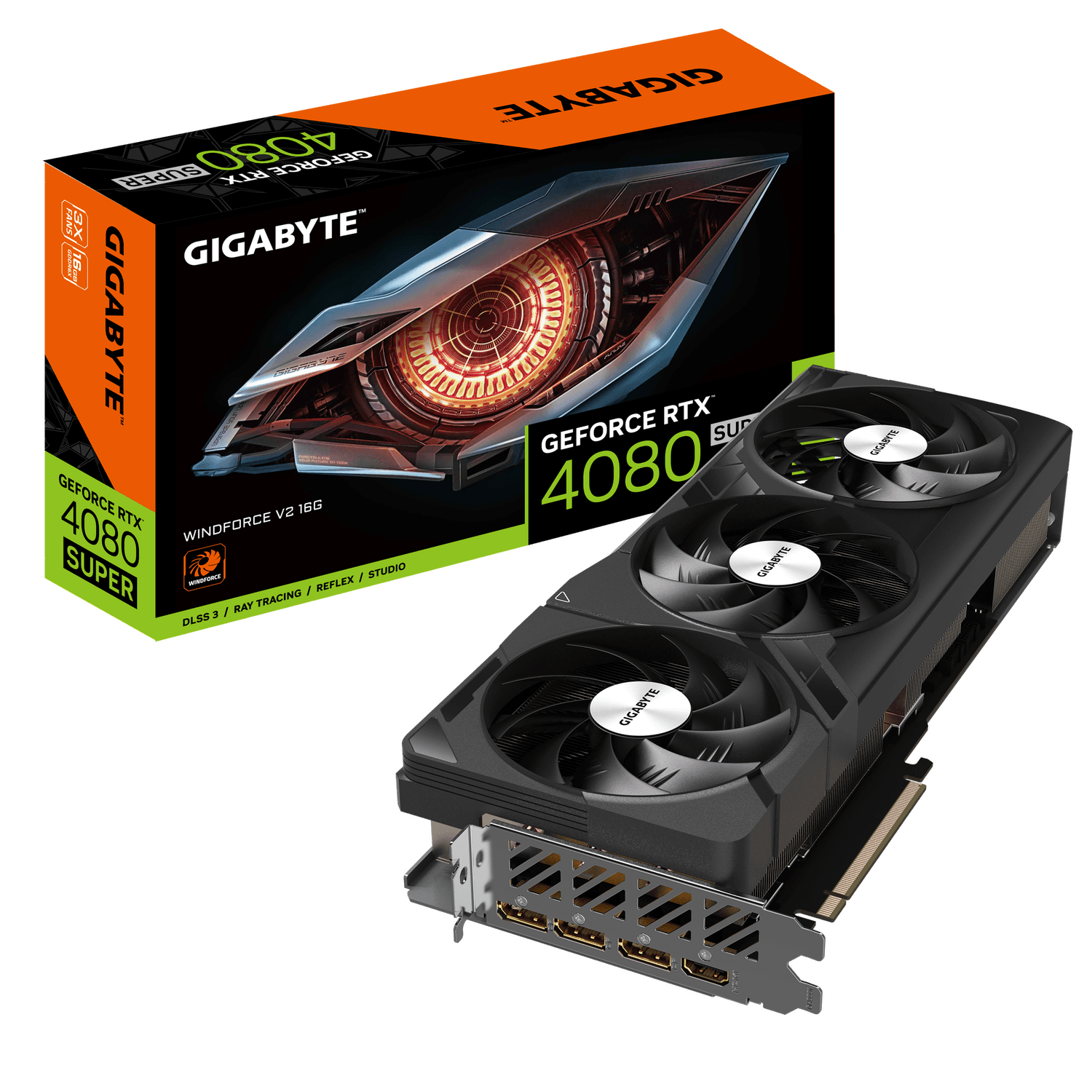 GIGABYTE GeForce RTX 4080 SUPER WINDFORCE V2 16G, GDDR6X, 16 GB, 256-bit "N408SWF3V2-16GD" — miniatură