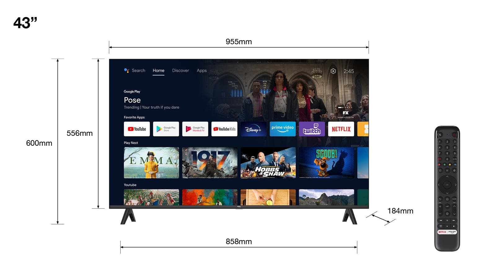 LED TV FHD 43(110cm) TCL 43S5400A "43S5400A" — miniatură