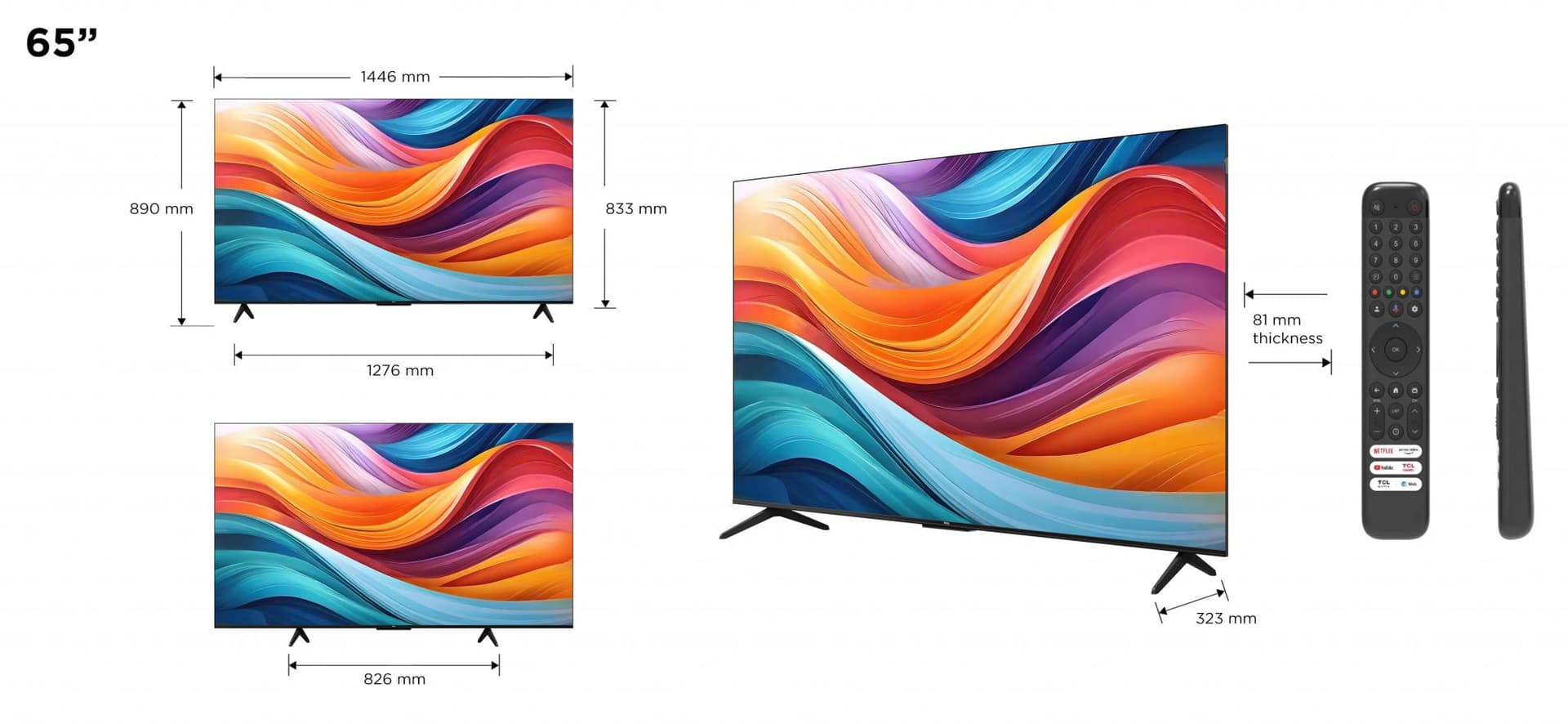 Qled TV 4K 65(165cm) TCL 65T7B (Model "65T7B" — miniatură