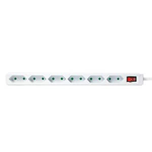 PRELUNGITOR LOGILINK, Euro skt x 6, conectare prin Schuko (T), cablu 1.5 m, 7.5 A, protectie contact accidental, on / off, alb, "LPS232" — miniatură
