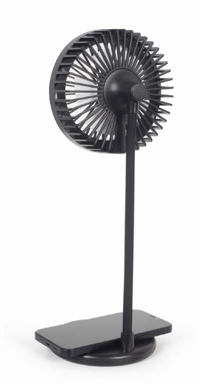 LAMPA BIROU LED Gembird, 3-in-1, incarcare wireless, putere 10W, ventilator 3 viteze, alimentator USB neinclus, negru "TA-WPC10-LEDFAN-01" — miniatură