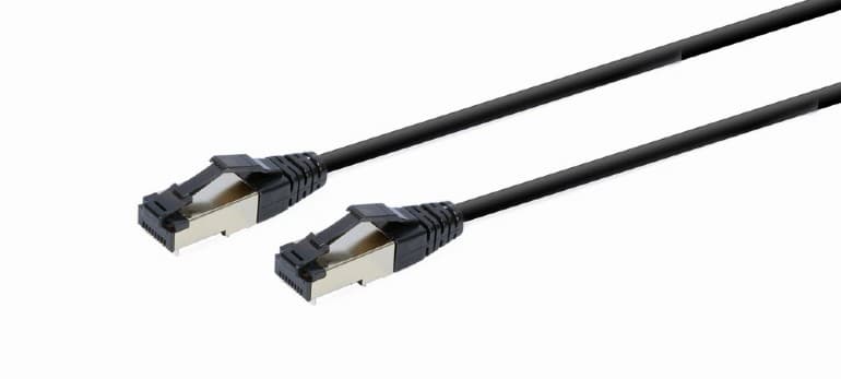 PATCH CORD S/FTP GEMBIRD Cat8, LSZH, cupru, 0.25 m, negru, AWG27, 2000MHz, dublu ecranat "PP8-LSZHCU-BK-0.25M" — miniatură