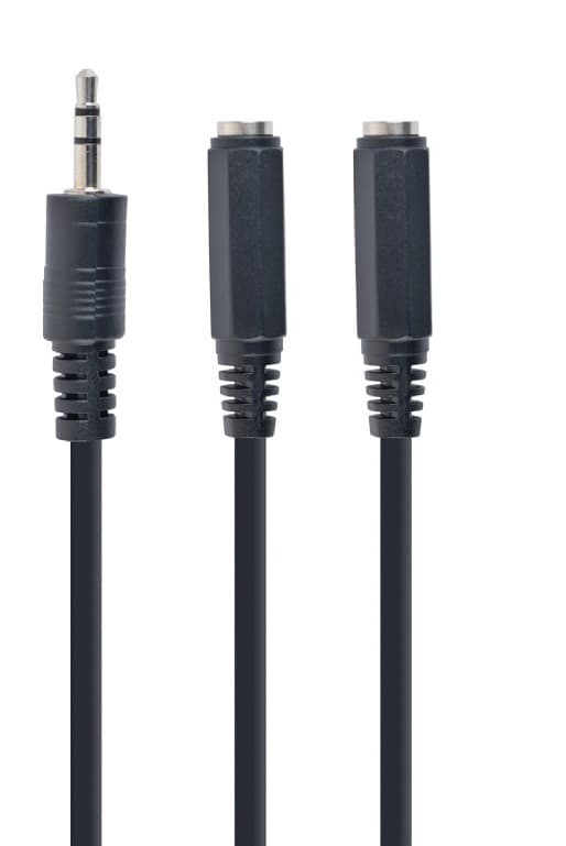 CABLU AUDIO GEMBIRD spliter (1 x 3.5 jack T la 2 x 3.5 jack M), 10cm, negru "CCA-415-0.1M"