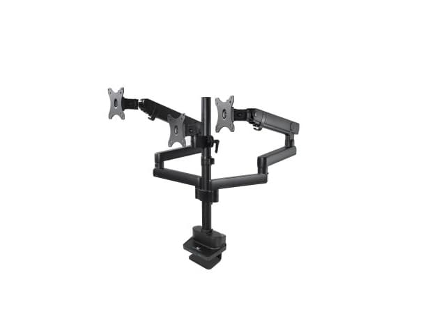 Suport de birou pentru 3 monitoare, aluminiu + otel, brate reglabile, arcuri pe gaz, 17 - 32 inch, 2x USB 3.0, Negru "MC-811" — miniatură