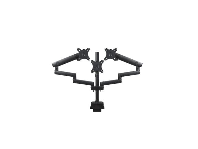 Suport de birou pentru 3 monitoare, aluminiu + otel, brate reglabile, arcuri pe gaz, 17 - 32 inch, 2x USB 3.0, Negru "MC-811" — miniatură
