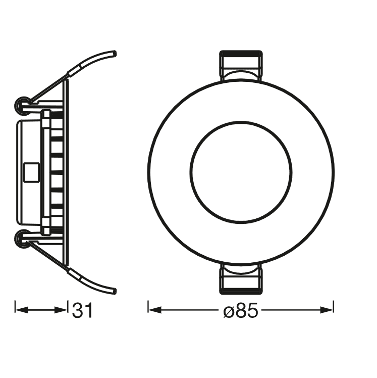 DL SLIM 85MM 4.5W 3000K 230V WT LEDV "000004058075573055" — miniatură