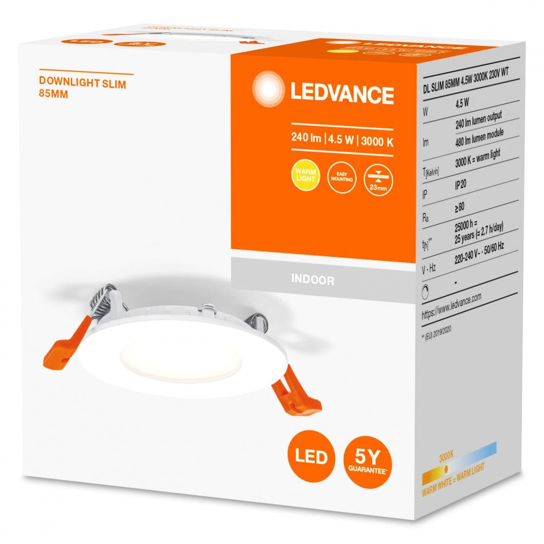 DL SLIM 85MM 4.5W 3000K 230V WT LEDV "000004058075573055"
