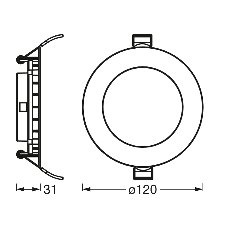 DL SLIM 120MM 8W 3000K 230V WT LEDV "000004058075573079" — miniatură