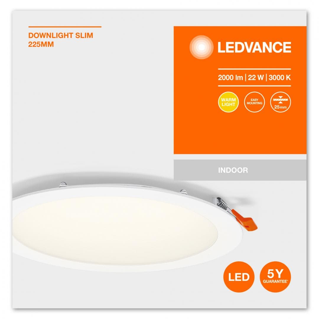 DL SLIM 225MM 22W 3000K 230V WT LEDV "000004058075573093"